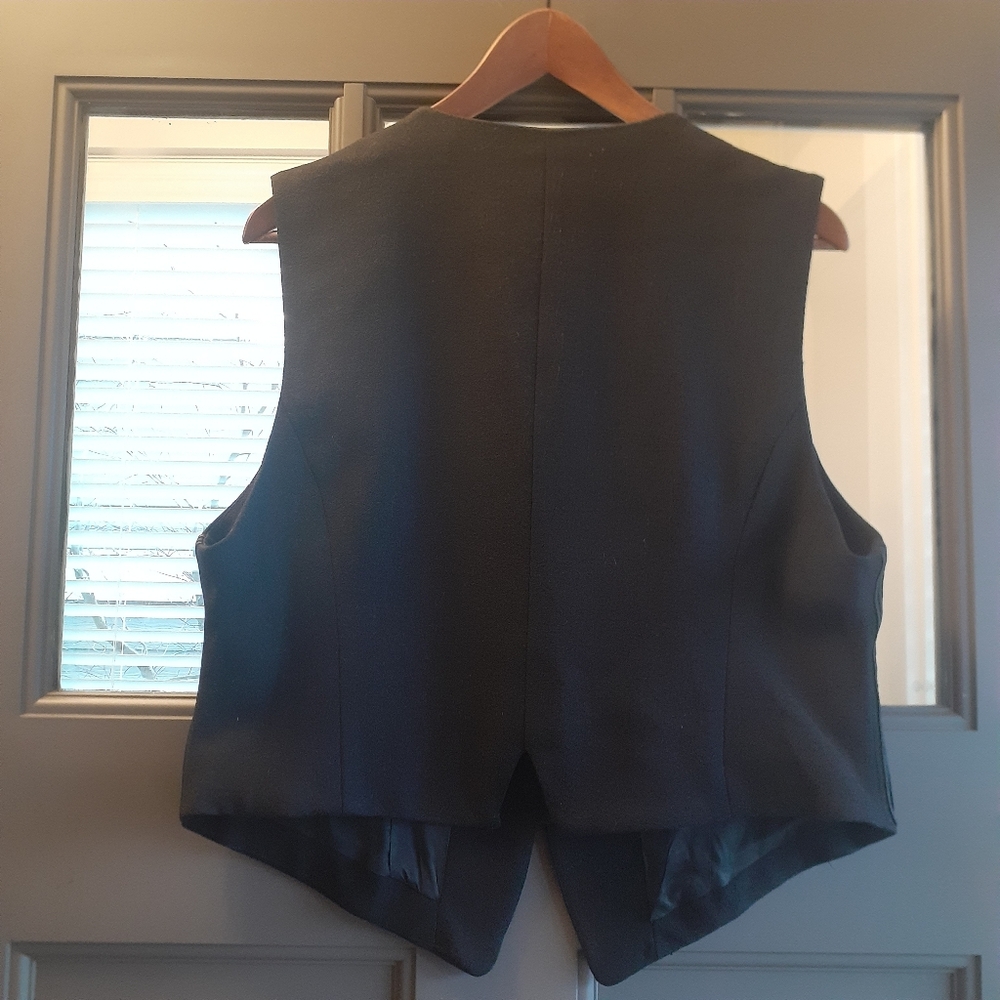 Vintage Jessica Tierney 100% Wool Waistcoat Vest Black Piped Size 12P - Picture 6 of 10